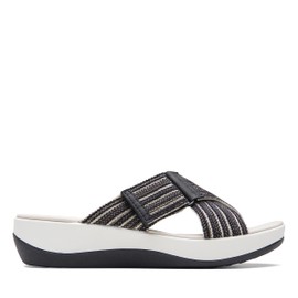 Clarks Women's Arla Wave Slide Sandal, Black Combi, 5.5