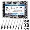 smseace 260pcs 1/8" x 3/8" Black Pop Rivets with 304