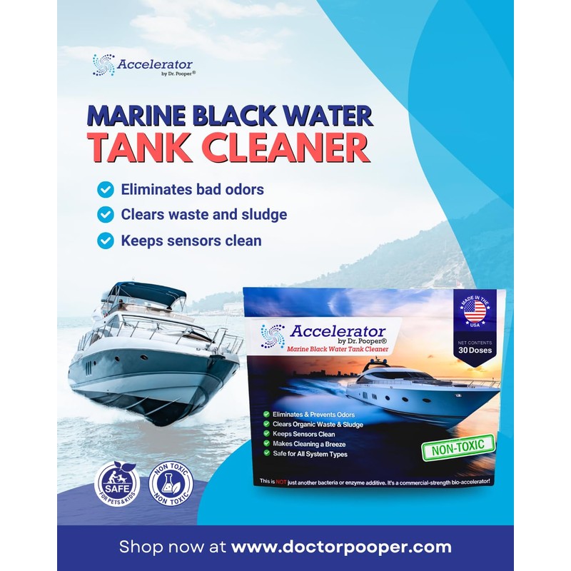 Accelerator Marine Black Water Tank Cleaner – Fast-Acting Powder Eliminates