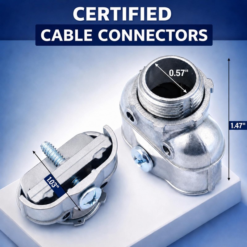 Tandefio 3/8" Flexible Conduit Metal Duplex Connector for Flex/AC/NM Sheathed