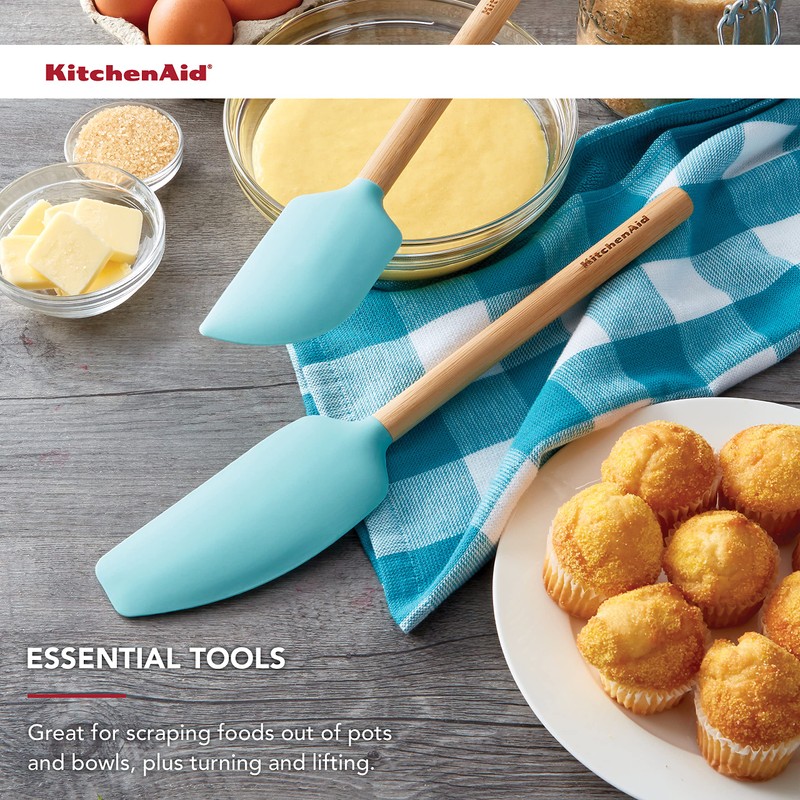 KitchenAid Bamboo Spatula Set, 2-Piece, Aqua Sky