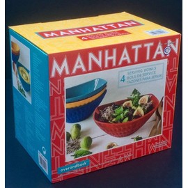 overandback Over-And-Back Manhattan 4 Stoneware Serving Bowls Set in 4 Rich Vibrant Colors