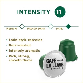 Cafe La Llave Decaf Latin Style Espresso Pods, Dark Roast, Compatible with Nespresso Original Line, 40 Count Aluminum Capsules