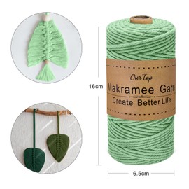 OurTop Premium Macrame Yarn Set of 3, 3 mm x 100 m Macrame Cord, Macrame Cord, Yarn for DIY Crafts, Weaving Decoration, Hanging Plant Hanger (Light Green, Dark Green, Army Green)