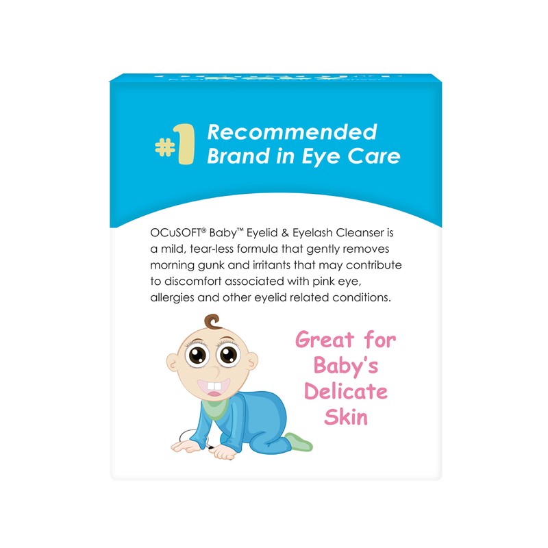 OCuSOFT Baby Eyelid and Eyelash Cleanser, Pre-Moistened Towelette, White/Blue 20