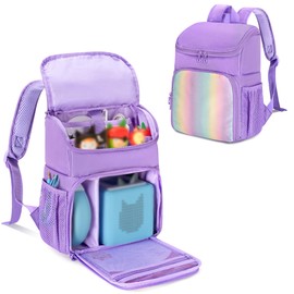 GRAOSO Carrying Backpack Compatible with Toniebox, Travel Bag for Audio Player Starter Set, Accessories Storage for Charger Headphone, with 3 Clear Pockets for Figures Display, Purple (Bag Only)