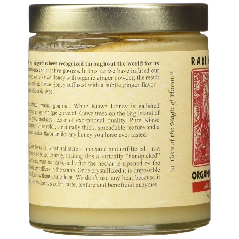 RARE HAWAIIAN Organic White Honey With Ginger, 8 OZ