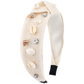 TOBATOBA Seashell Headband, Summer Headbands for Women, Boho Crystal Rhinestone Headband, Beach Fashion Hair Accessories