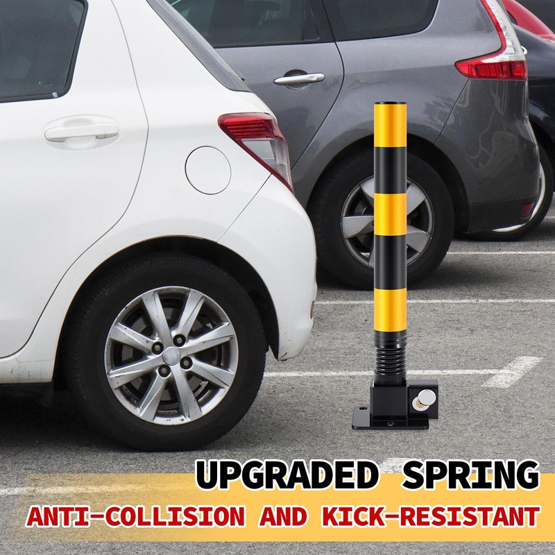 Zonon 2 Pcs Spring Parking Post Folding Heavy Metal Parking