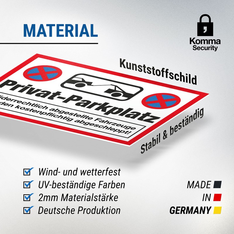 Komma Security Privat-Parkplatz – No Parking 30 x 20 cm