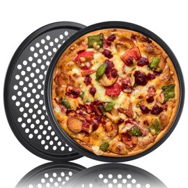 ASelected 3Pcs Pizza Pan, 33Cm,12.9 Inches Non Stick Dishwasher Safe Pan, Round Perforated Pizza Tray for Oven, Carbon Steel Pizza Oven Tray for Baking Oven Applicable (Gray)