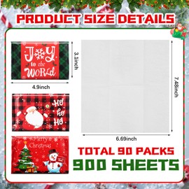 Dispowreath 90 Pcs Christmas Facial Tissues Christmas Travel Tissue Packs 3 Ply Christmas Pocket Tissues Travel Size Tissues Bulk Wallet Size Facial Tissues Bulk for Christmas Party Supply (Cute)