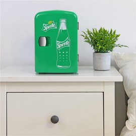 Sprite Mini Fridge - Refrigerator for Bedroom Office Portable Beverage Cooler,12V 110V Refrigerador For Drinks, Soda, Wines, Use In Car, Dorm, Outdoor, 6 Can, Compact small fridge.