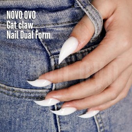 NOVO OVO Nail Dual Form XXL Tapered Square Natural Tapered Square (Natural, No Engraving) Nail Dual Form, for Polygel Extensions, with Guidelines Inside, XL XXL Reusable Full Cover Acrylic Nail Mold