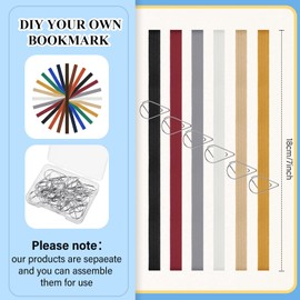 Elastic Bookmarks Set Multi Color Elastic Rope Bands Planner Bookmarks Include 30 Pcs Stainless Steel Teardrop Paper Clips and 12 Pcs Elastic Bands for Office School Reader (Retro Color)