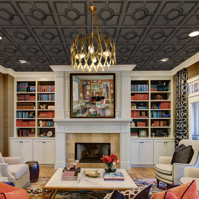 STICKGOO Black Drop Ceiling Tiles 2ft x 2ft, Glue Up