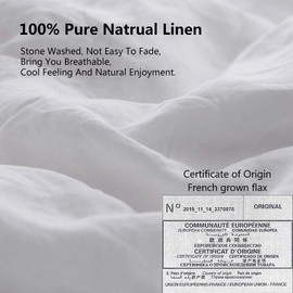 King Linens 100% French Linen Pillow Shams Pack of 2 Basic Style - (20'' x 26'') - Stone Washed Solid Color Natural Flax Soft Breathable (Queen, White)