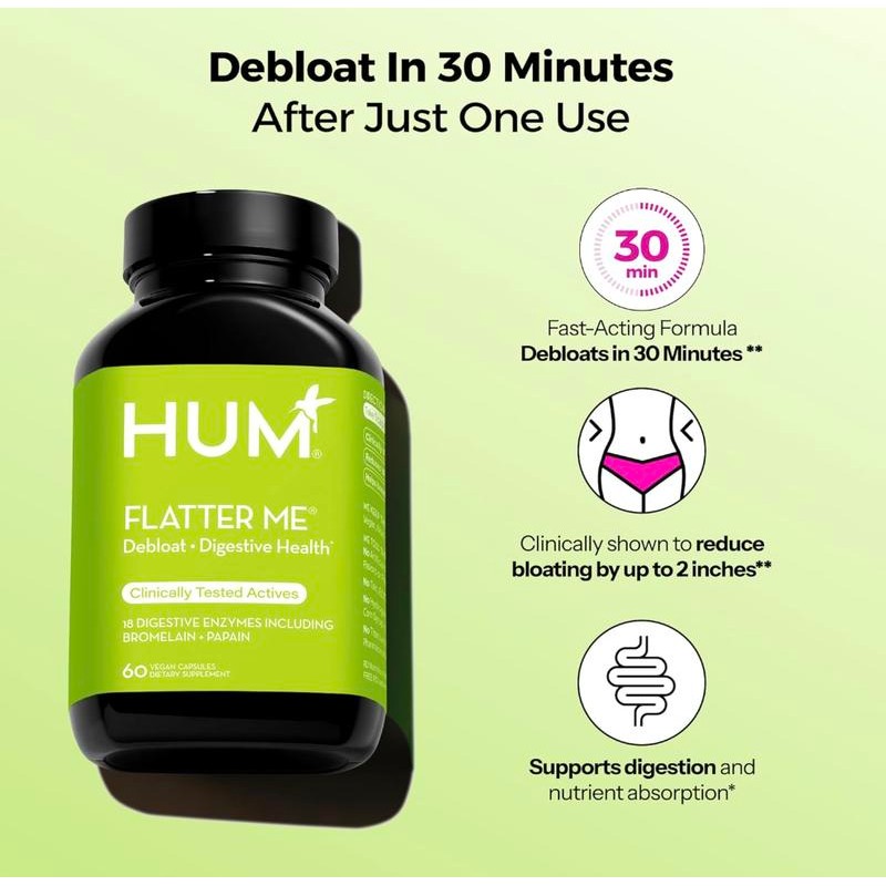 HUM Nutrition Flatter Me Digestive Enzymes, 60 Capsules