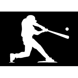 STICKER DAD Baseball Player at Bat V1 Vinyl Decal by StickerDad® - Size: 3.5", Color: Reflective White - Windows, Walls, Bumpers, Laptop, Lockers, etc.