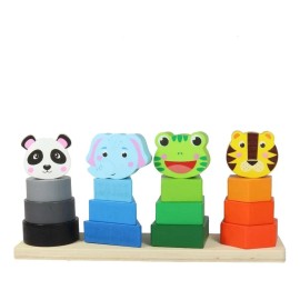 Torre Estimulacion Didactica Destreza Madera Montessori Bebe Primarios                                                                                