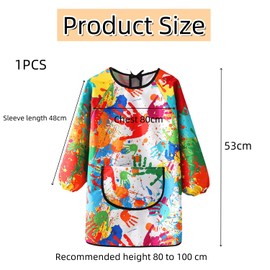 Heanvmyss Kids Art Aprons for Age 3-8 Years Girls Boys,Kids Artist Painting Apron with Long Sleeves,Waterproof Graffiti Smock Toddler with Pockets,Children Play Apron for Craft,Cooking,School