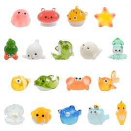 LALASTYLE 18 PCS Mini Sea Resin Animals, Tiny Ocean Animals, Mini Figures Resin Animals, A Variety of Sea Creatures for DIY Fish Tank, Miniature Landscape Decoration