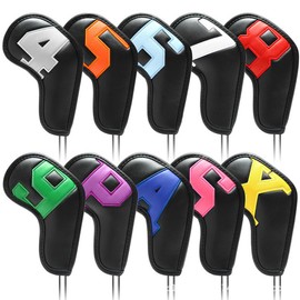 10PCS Iron Head Covers PU Leather  Club Covers Waterproof  Head Protective Cover for  Lovers