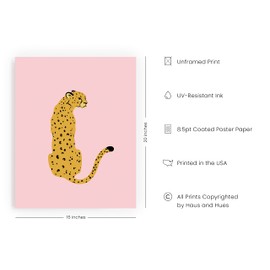 HAUS AND HUES Cheetah Print Wall Decor Pink Poster | Pink Posters for Room Aesthetic Blush Pink Wall Decor Cheetah, Wall Decor Pink Cheetah Print | UNFRAMED 16” x 20”