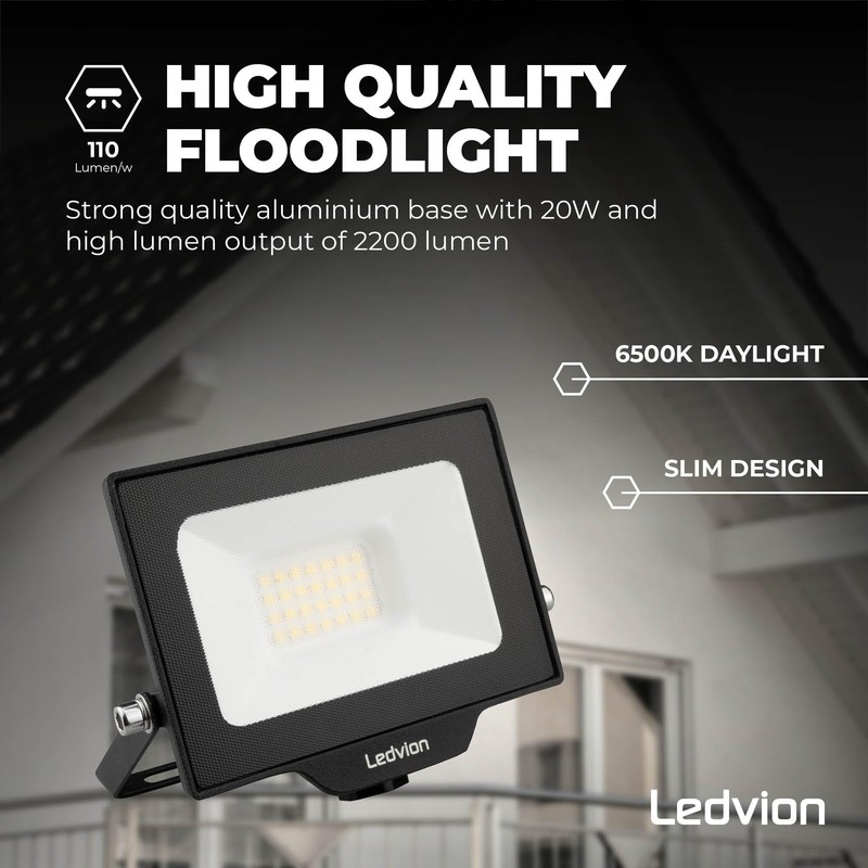 Ledvion Osram LED Spotlight, 20 Watt LED Floodlight, 6500 K