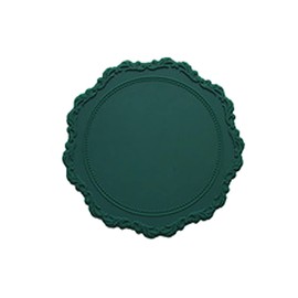 TAUODUYY Placemat, Vintage Baroque Embossed Banquet Silicone Lace Round Table Mat, Heat Insulated Iron Resistant Plate/Bowl/Vase Mat (Color : Dark green-12.5cm)
