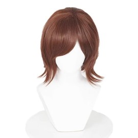 KiyaCos Shaggy Layered 80s Mullet Wolf Cut Wig 37cm Brown Short Wolf Tail Cosplay Wig