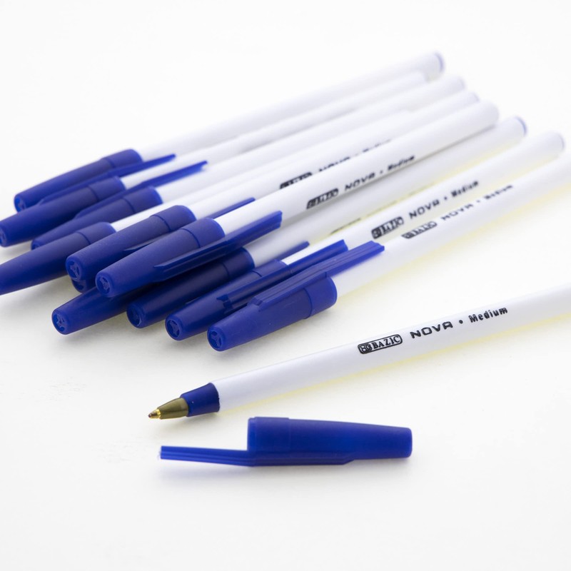 BAZIC Products Ballpoint Pen Nova Blue Color Stick Pens, 1.0