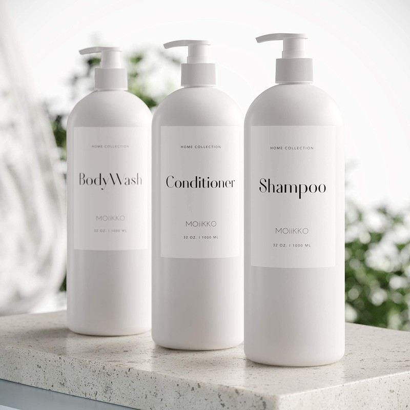 MOIIKKO Refillable Shampoo and Conditioner Dispenser Bottles 900ml Set of