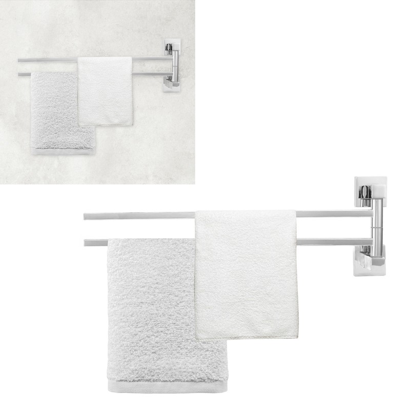 Stainless Steel Towel Rack Bar 180° Rotatable Towel Bathrobe Hanger