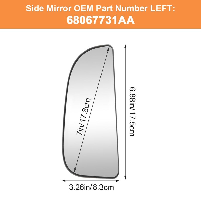Senzeal Driver Side Lower Mirror Glass Replacement for Dodge Ram