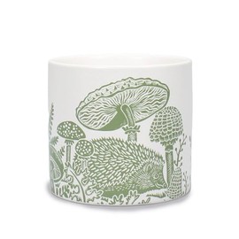 Half Moon Bay Hedgehog Woodland Walk - by Kate Heiss - Sage Green/White 4.25 x 3.94 Inch Ceramic Stoneware Standing Planter Pot
