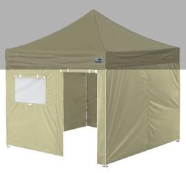 Eurmax USA Full Zippered Walls for 10 x 10 Easy Pop Up Canopy Tent,Enclosure Sidewall Kit with Roller Up Mesh Window and Door 4 Walls ONLY,NOT Including Frame and Top（Beige）