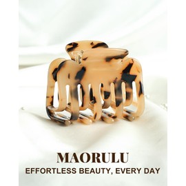 MAORULU Acetate Double Row Teeth Hair Clips for Women – 2.2 Inch Medium Jaw Clip, Strong Hold Hair Clamps for Thick & Thin Hair