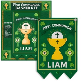 Kit de pancarta para la Primera Comunión 2025, actividad de manualidades de fieltro para iglesia y escuela dominical con todo lo incluido, católico irlandés, decoración de banco, 12 x 9 pulgadas