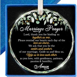 Christian Wedding Gifts for Couple 2025 - Marriage Prayer Religious Wedding Gift for Newlyweds, Married Couples Anniversary, Bride, Groom - Mr & Mrs Decor, Bridal Shower Gift - Glass Ornament