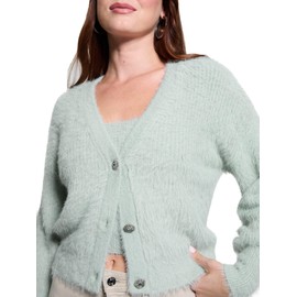 GUESS Damen Long Sleeve Keyla Cardigan Sweater Pullover, Sweet Mint, X-Groß