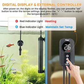 hygger Titanium Heater 200 W, Aquarium Heater with Display LED Controller, Titanium Aquarium Heater for 114-152L Saltwater Freshwater Aquariums