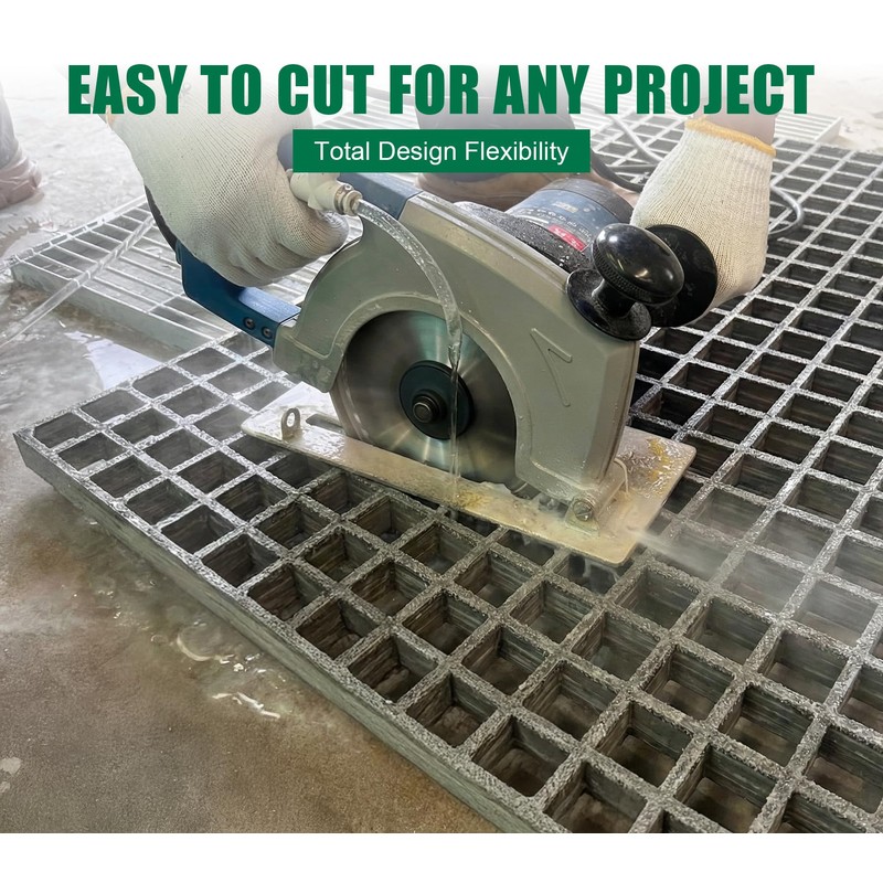 24x24x1.5in Gritted Fiberglass Molded Grating, 2' x 2' Heavy Duty