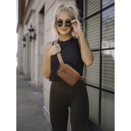 WESTBRONCO Fanny Packs for Women Men, Belt Bag with 4 Zipper Pockets, Fashion Waist Packs, Lightweight Crossbody Bags with Adjustable Strap for Workout/Running/Hiking, A-Brown, One Size