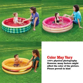 XFlated Hamburger 3 Ring Inflatable Kiddie Pool for Kids, 45 Inches, Ideal Water Pool in Summer, 1-3 Occupancy, Ages 3+