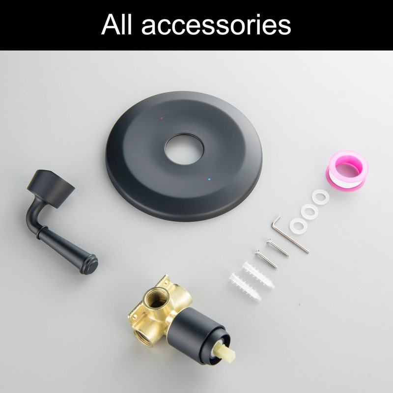 BEIYI Matte Black Shower Handle Valve, Single-Handle Bathroom Control Valve