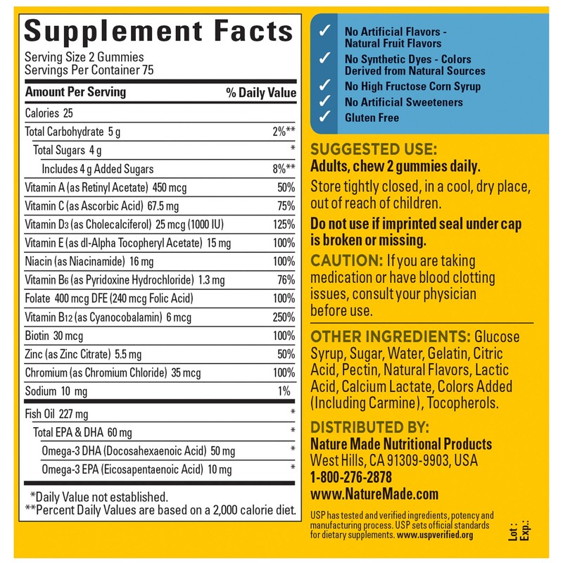 Nature Made Mens Multivitamin Gummies with Omega-3, Mens Gummy Multivitamins