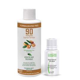 90 Minutes Brazilian Keratin Hair Treatment for Coloured & Bleached Hair Formaldehyde-Free Rich Complex of Proteins Argan Oil Instant Results Super Shiny Soft Straight Hair for Months