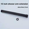 Black Shower Arm Extension 10 Inch High Flow Rainfall Shower