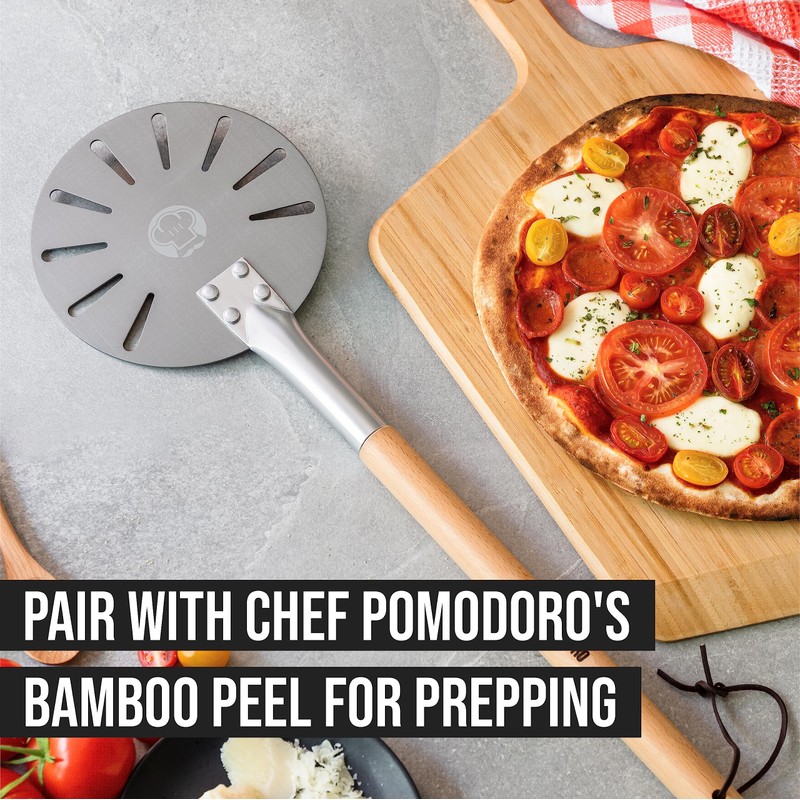Chef Pomodoro Mini Pizza Turning Peel with Aluminum Handle for